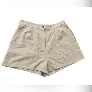 Women's Size XL Beige Pull On Pleated Shorts Lightweight (0764)